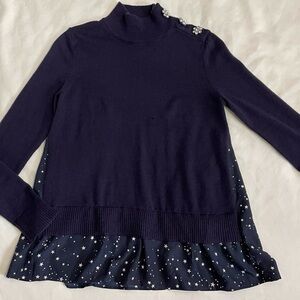 Kate Spade New York Embellished Shoulder Sweater with Star Print Hem NWOT